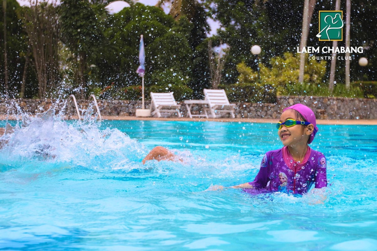swimming pool at laem chabang country club